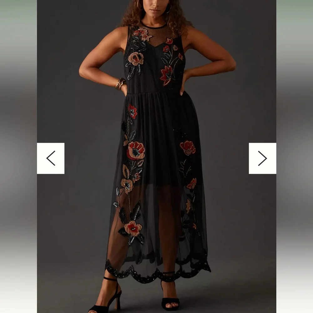 Anthropologie Not So Serious by Pallavi Mohan Midnight Garden Maxi Dress - Picture 6 of 14
